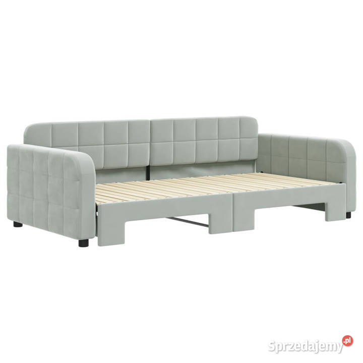 Sofa rozsuwana jasnoszara aksamit 100x200 71cm mazowieckie Warszawa