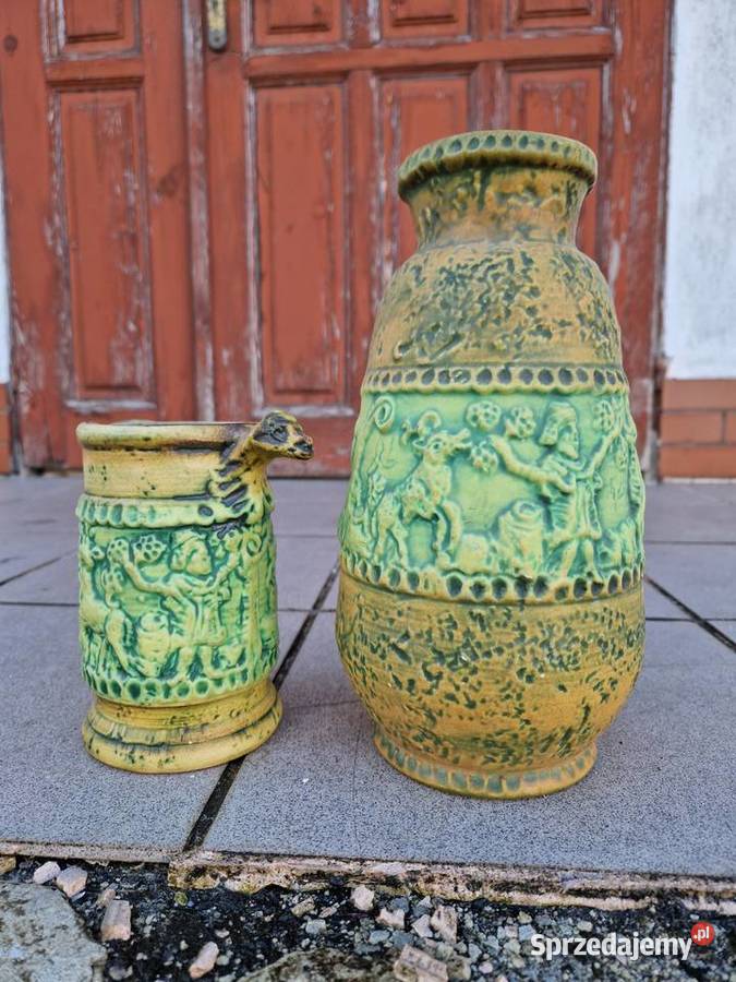 Stare antyczny komplet dzbanek flakon Porcelana i szkło