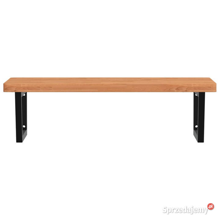 Półka ścienna pod umywalkę stal i lite drewno