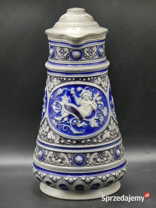 Kamionkowy dzban na wino okuwany cyną Poznań