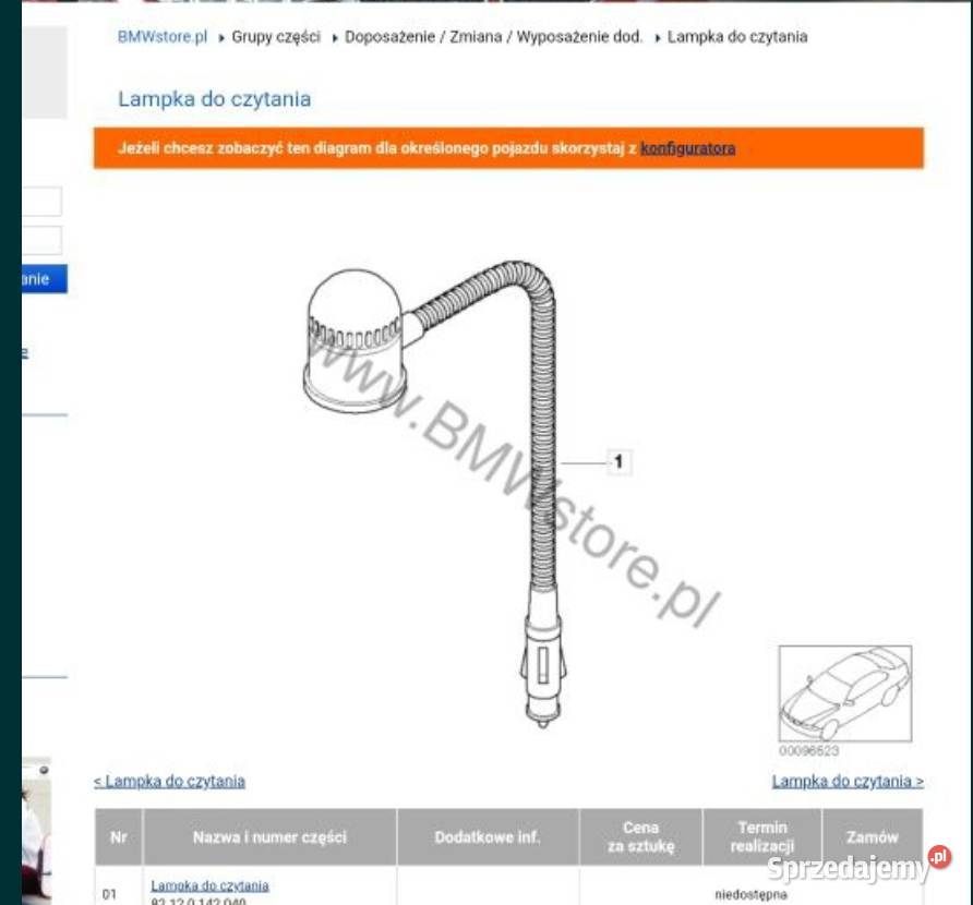 Lampka do czytania BMW E30 E36 E34 E32 e31 opolskie Antoniów sprzedam