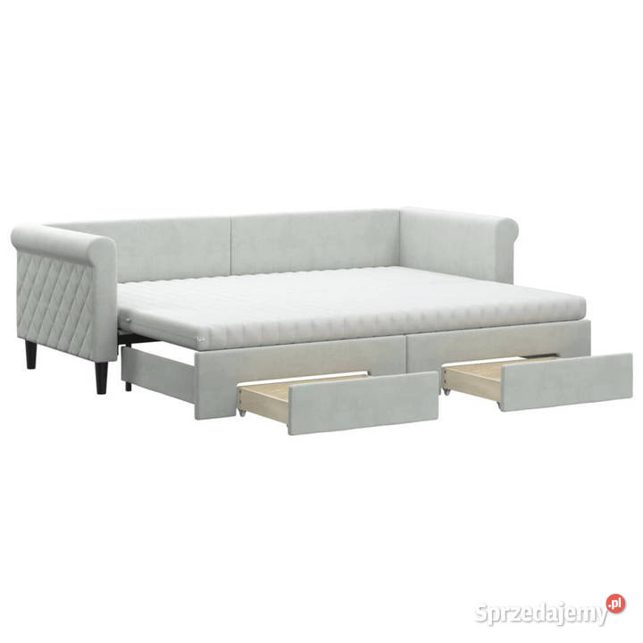 Sofa rozsuwana z szufladami jasnoszara aksamit mazowieckie Warszawa