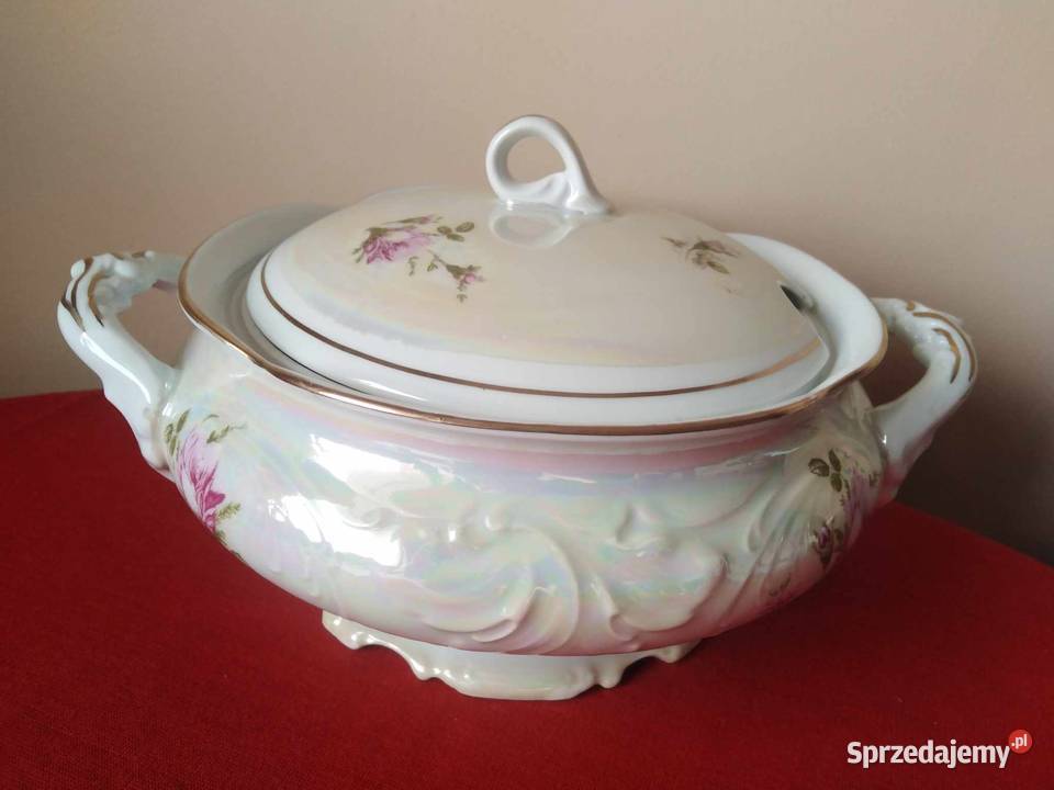 Duża Waza Porcelanowa Róża Szlachetna Błękit PRL Wałbrzych