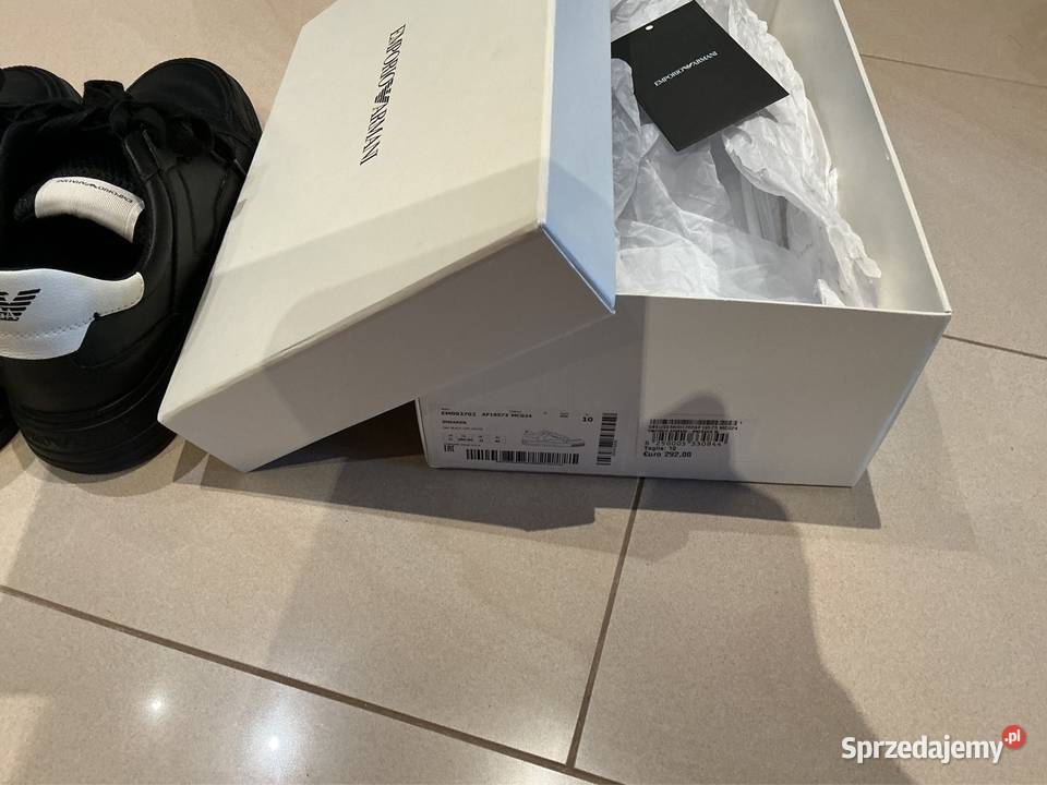 Sneakersy Skórzane Czarne Męskie Emporio Armani skóra Nowa Sól