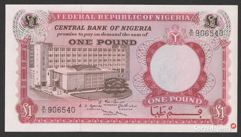 Nigeria 1 funt 1967 stan bankowy UNC Zgierz