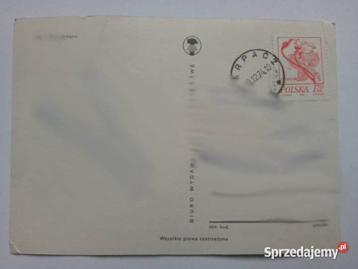 Pocztówka Wesołych Świąt 1974r Znaczek Dąbrowa Górnicza