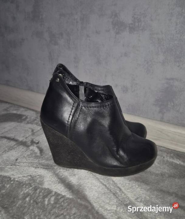 Botki damskie koturny czerń 36 czarny Łódź