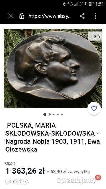 Medal z brązu Ewa Olszewska Maria Skłodowska lubelskie Janów Lubelski