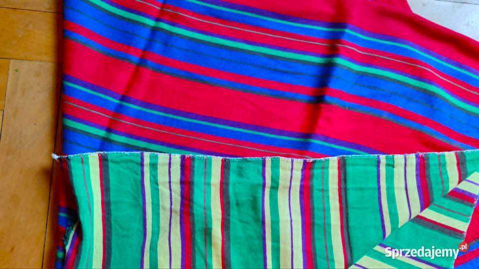 Piękny wełniany koc pled kilim narzuta folk Gdańsk