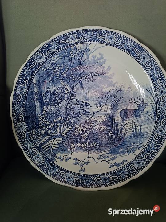 Duży talerz Boch Belgium Delfts kobaltowy