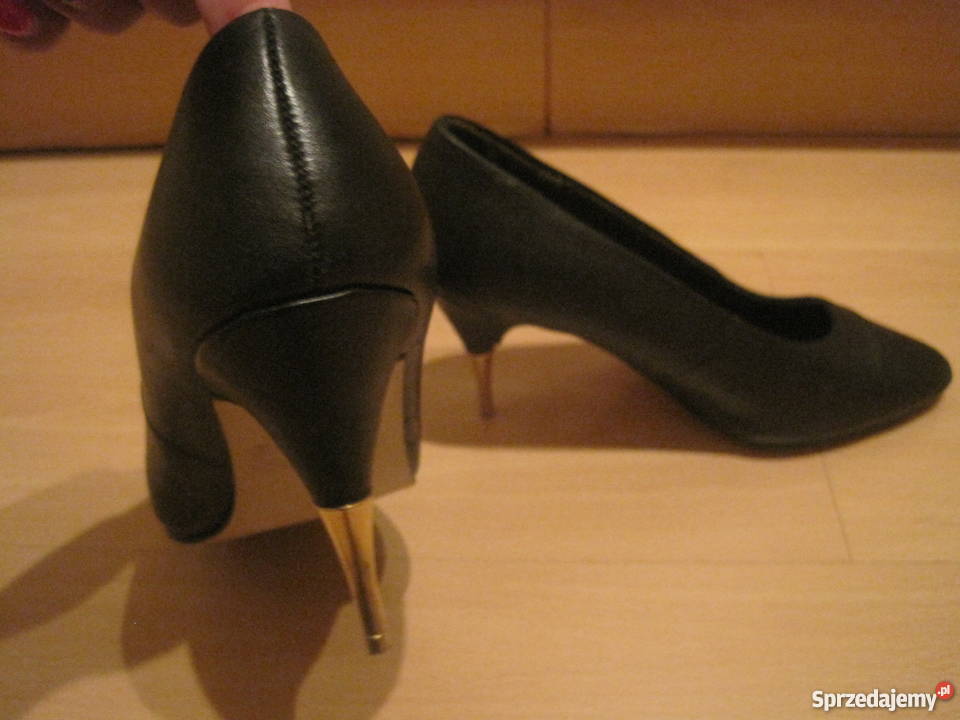 Buty szpileczki czarna skora ze zlotym obcasem Inna marka Zielona Góra