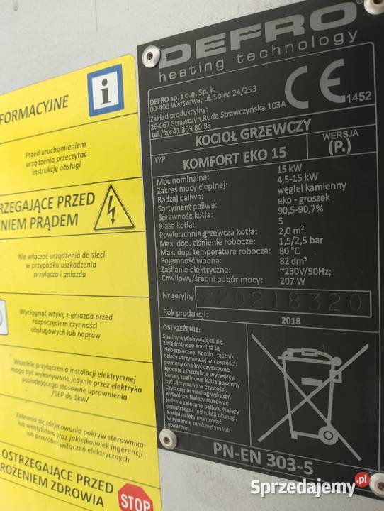 Sprzedam piec Defro 15 kw Cyców