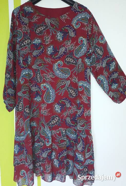 XL50 Ołówkowa sukienka z falbaną nowa Gliwice