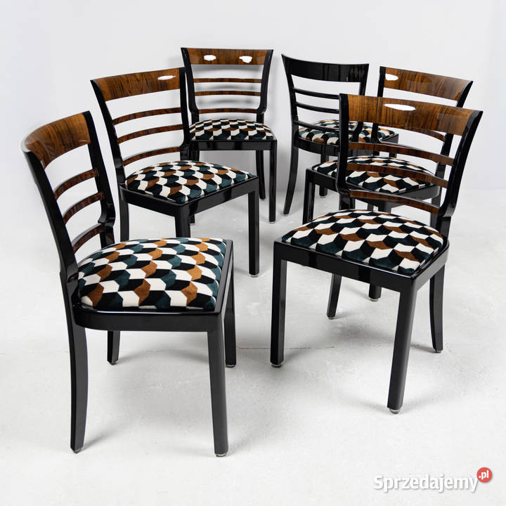 Komplet 6 krzeseł jadalnianych art deco Łowęcin
