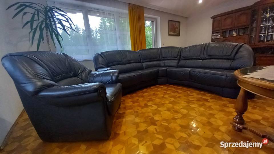 Skórzany Narożny Komplet Wypoczynkowy Leśna