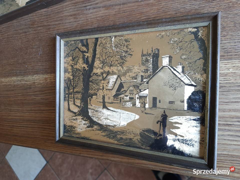 Obrazki zabytkowy wydruk na metalicznej folii Morąg