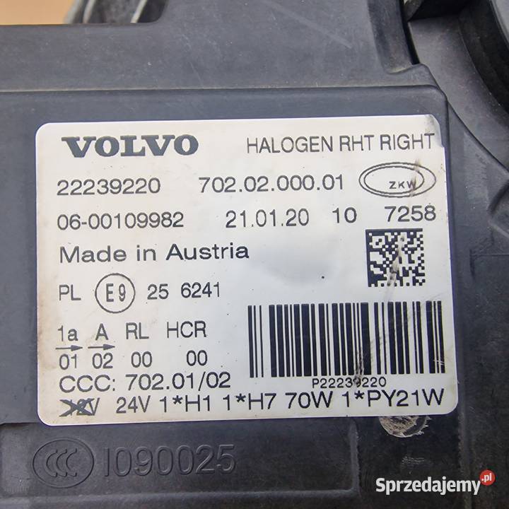 VOLVO FH4 FM4 REFLEKTOR LAMPA PRAWA HALOGEN Lampy przednie Bieleń