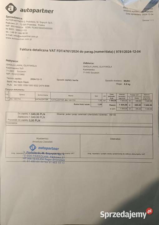 katalizator opel insignia 15 2018 Szczecin