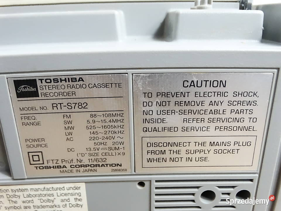 Radiomagnetofon Toshiba RTS782 Vintage Boombox Biłgoraj