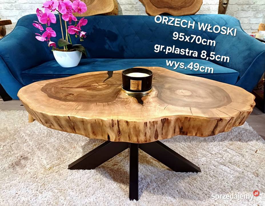 Stolik kawowy 90x70 PIĘKNY OKAZ LIVE EDGE Śrem