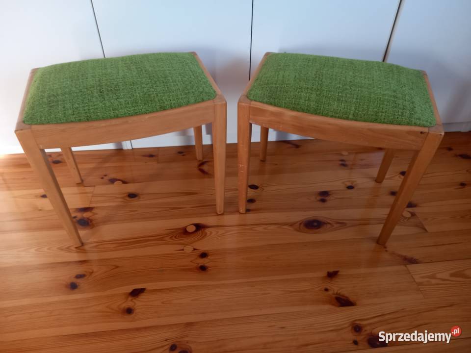 Stare taborety stołki podnóżki na sprężynach PRL Rawicz