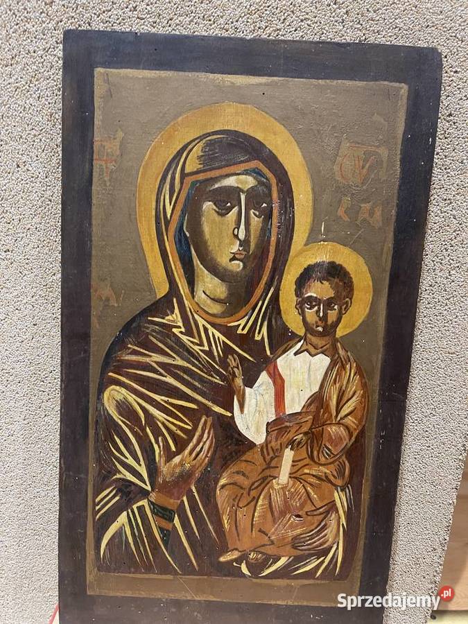 Ikona pisana na desce PRL unikat łódzkie Łódź