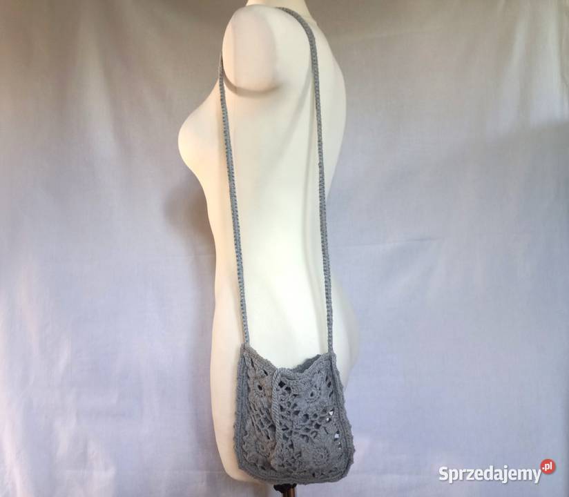 Torebka szara Szydełkowa wyjściowa Dzianinowa Białystok