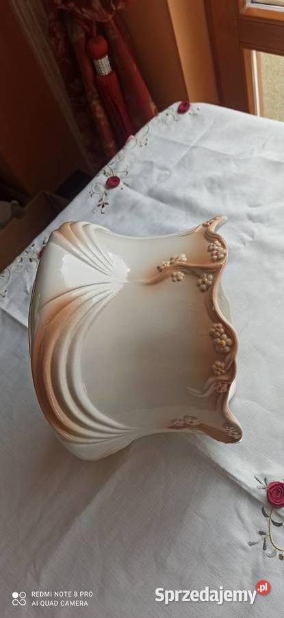 Doniczka porcelana Sygnowana Beż z kolorem ecr