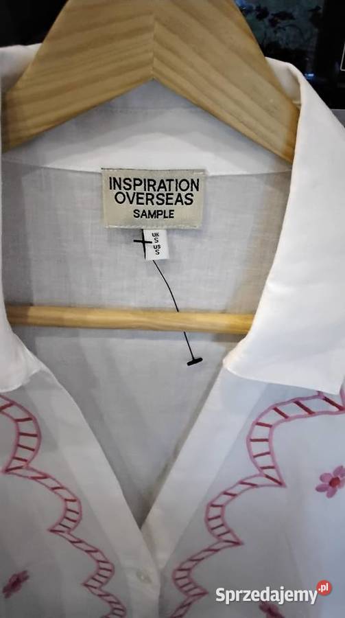 Koszula Biała z Haftem Batystowa Damska S SM Bluzki i koszule Nowa Sól