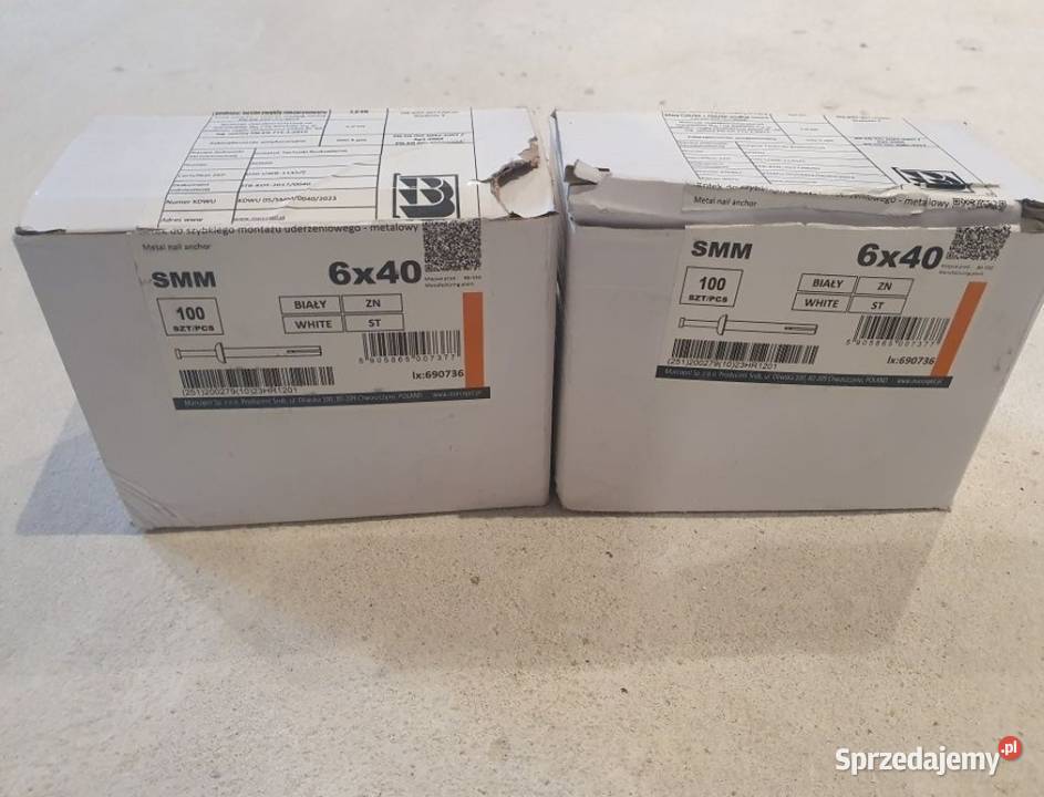 Metalowe kołki rozporowe 6 x 40 sprzedam