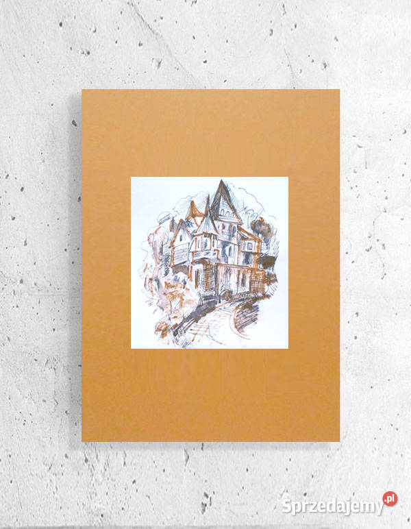 uliczka plakat 30x40 rysunek w ciepłych kolorach Bydgoszcz