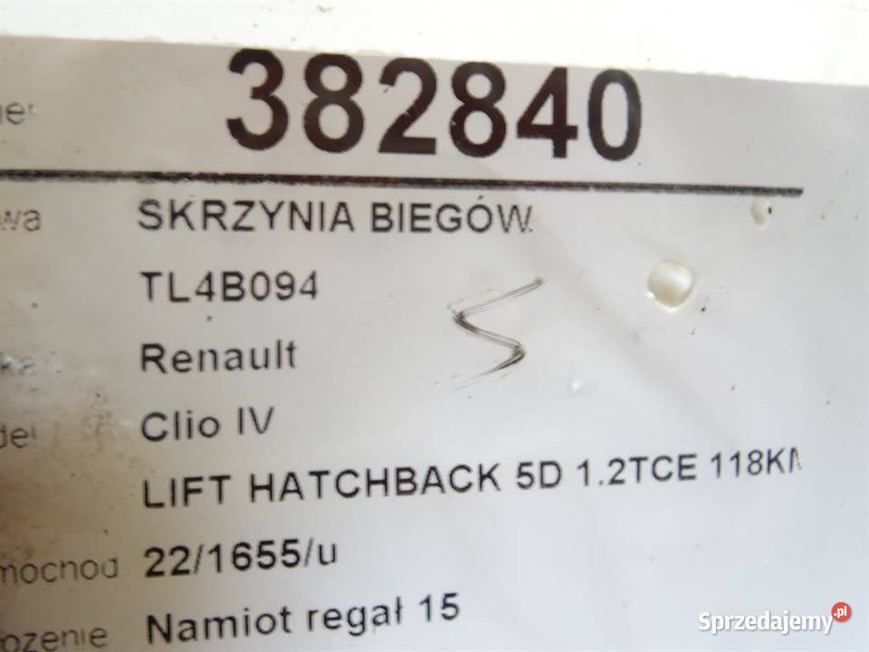 SKRZYNIA BIEGÓW RENAULT CLIO IV TL4B094 12 118