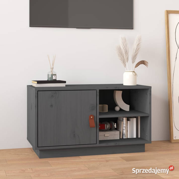 Szafka pod TV szara 70x34x40 lite drewno sosnowe Warszawa