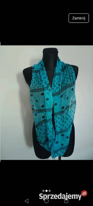 Komin jesienny niebieski w czarne grochy cienki Krosno sprzedam