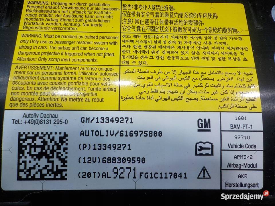 CHEVROLET ORLANDO 18 B 13r 5D poduszka pasazera osobowe mazowieckie