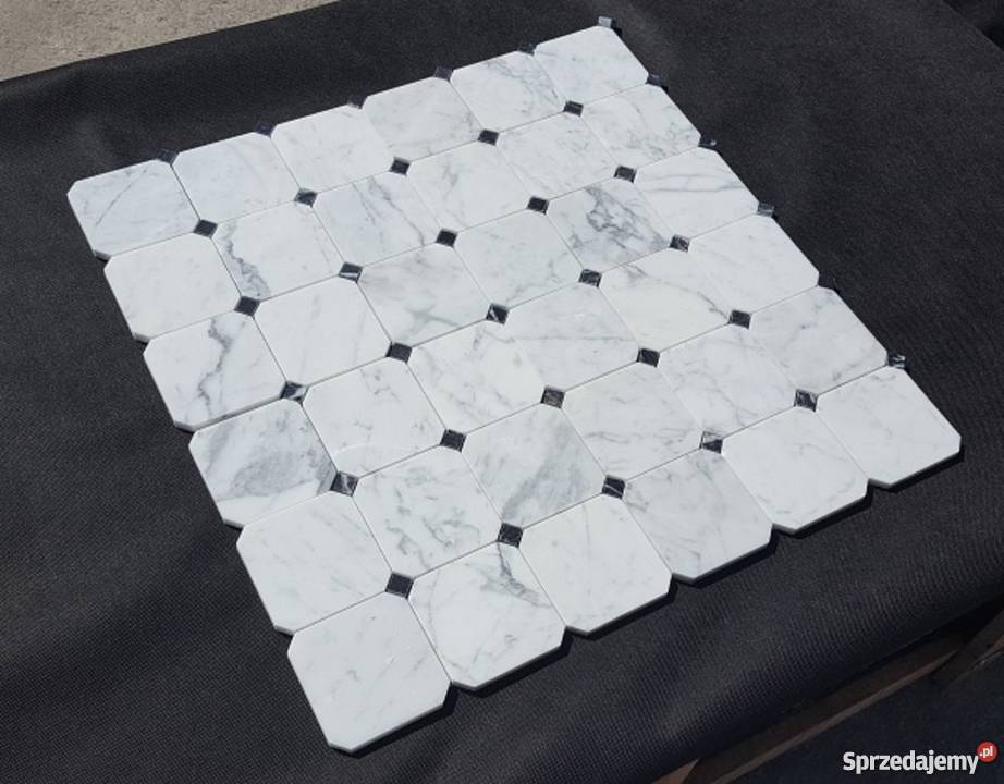 MOZAIKA BIANCO CARRARA OCTAGON DEKOR CZARNOBIAŁA dolnośląskie Bielawa