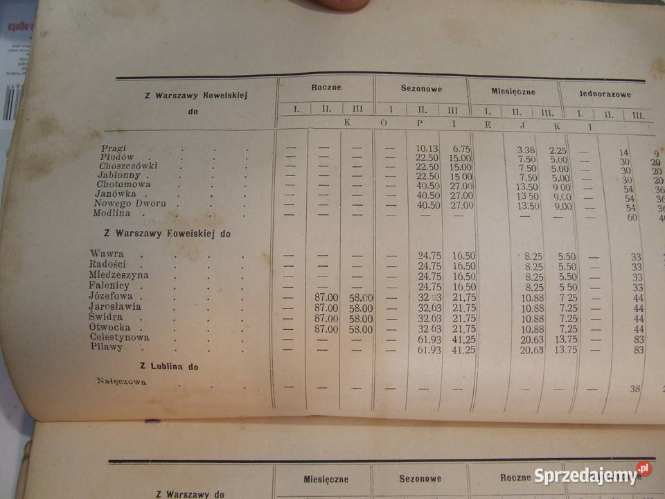 Przedwojenny informator 1910 taryfy ceny biletów śląskie Czeladź sprzedam