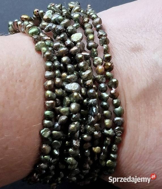 NATURALNE PERŁY SZMARAGDOWE BRANSOLETA VINTAGE Częstochowa