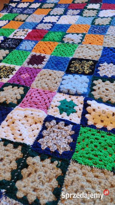 Wełniany koc pled narzuta patchwork handmade Gdańsk