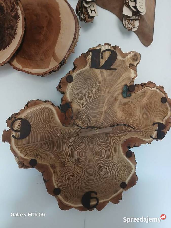 Zegar wiszący na plastrze akacji ścienny Skawina sprzedam