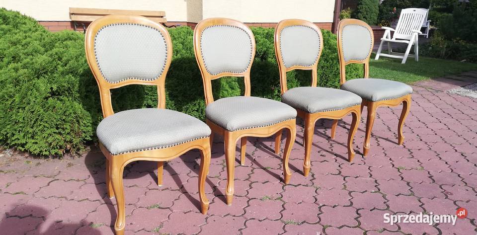 Krzesła do stołu stylowe Ludwikowe tapicerowane.