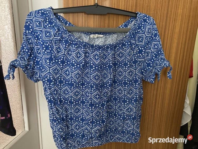 Błękitna bluzka crop top HM S dziewczęca niebieski Bluzki i koszule Ząbki