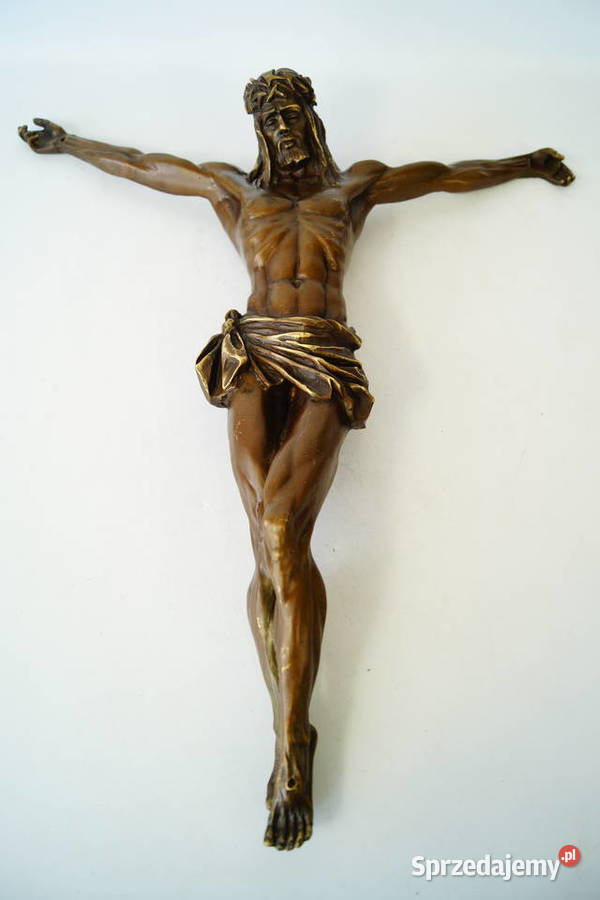 Duża figura JEZUS CHRYSTUS rzeźba z brązu Gizałki