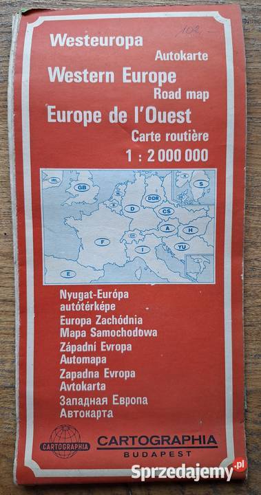 Western Europe mapa 12 000 000 Cartographia małopolskie