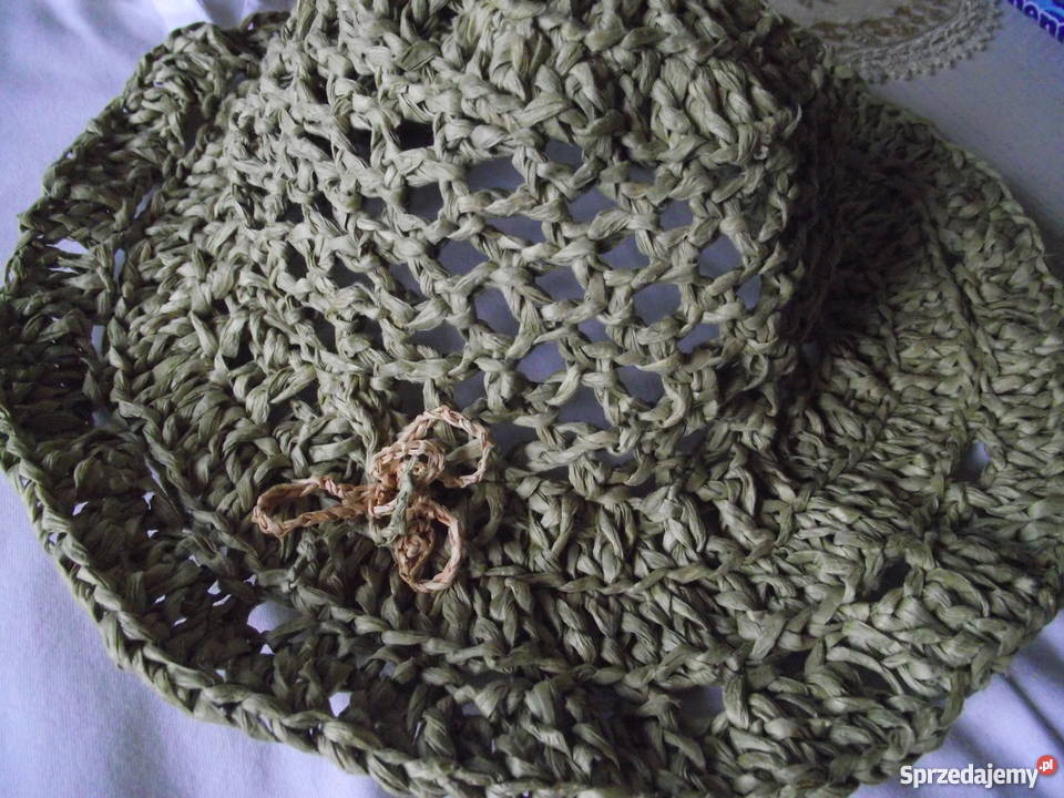 LETNI KAPELUSZ Z RAFII autorskie rekodzieło r do Dla kobiet Piła