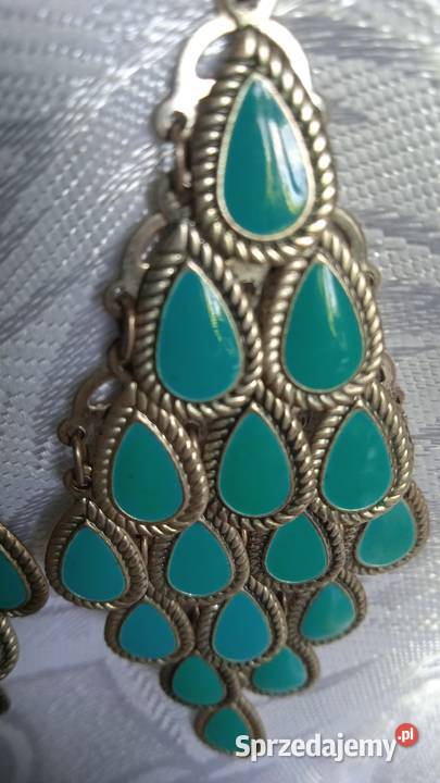 OKAZAŁE TURKUSOWE KOLCZYKI POSREBRZANE Piła