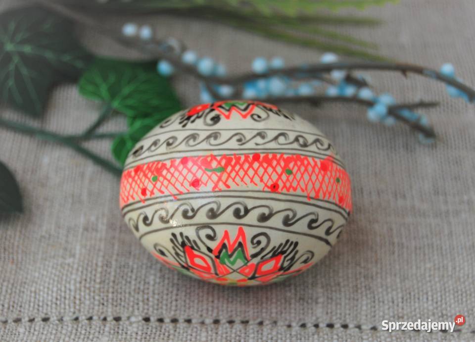 Stara pisanka drewniana malowana Ukraina 58 wielokolorowy lubelskie