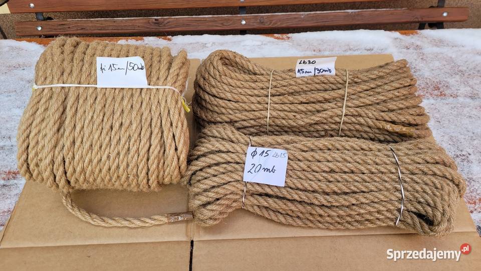 Piękna Naturalna lina jutowa sznur konopny fi 15 lubelskie Lublin