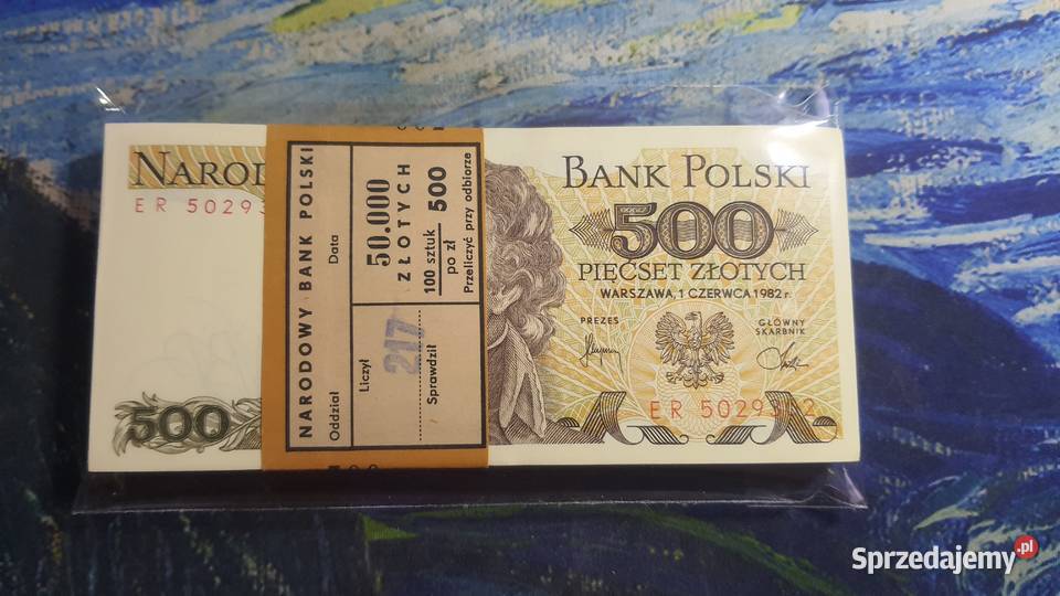 PACZKI 100 x 500 złotych 1982 UNC