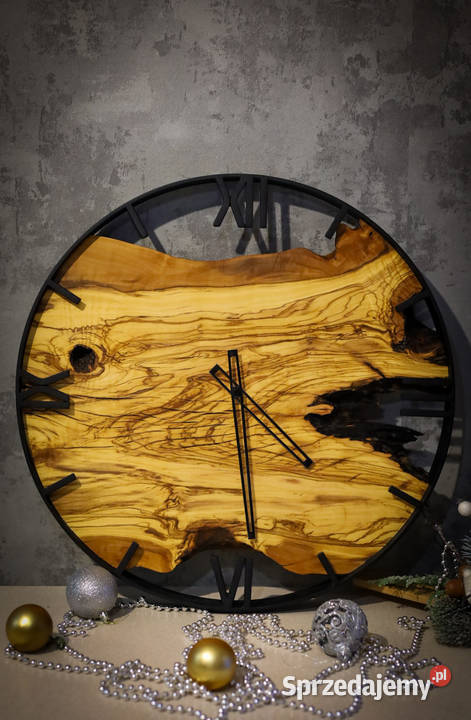 Zegar ścienny drewno naturalne loft rękodzieło sprzedam